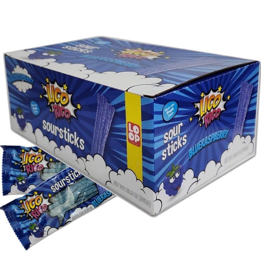 LICO RICO BLUERASPERRY FLAVOR SOUR STICKS 12PCS/2.82OZ(80GR)