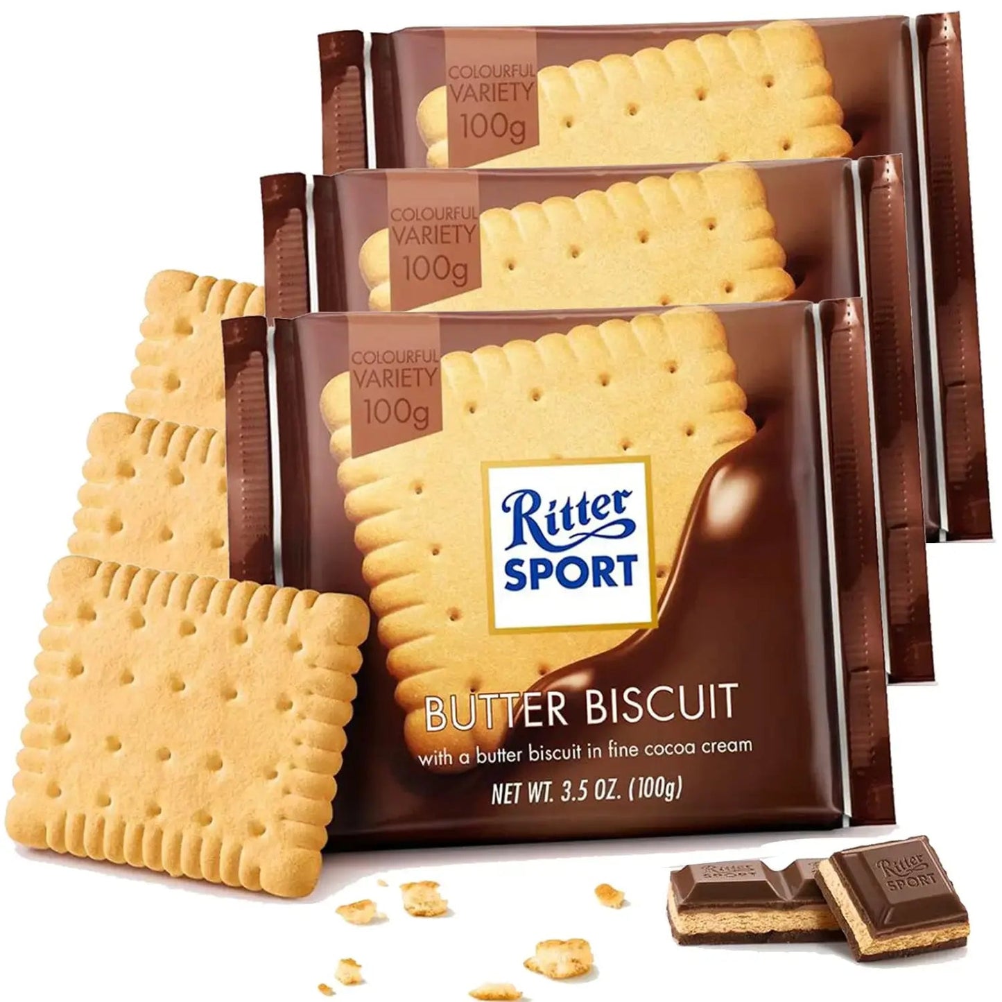 RITTER SPORT MILK BUTTER BISCUIT 11PCS/3.5 OZ (100GR)