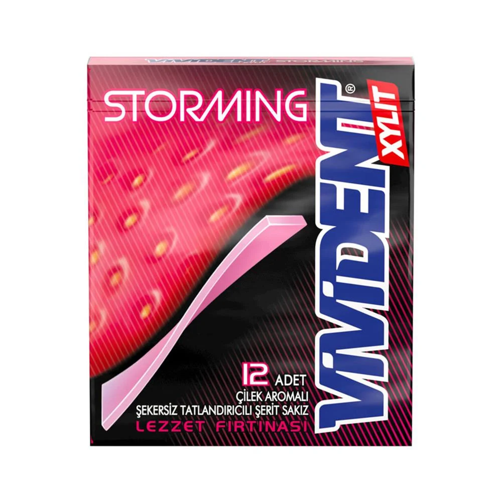 VIVIDENT STORMING STRAWBERRY GUM 18PCS/1.16 OZ(30GR)