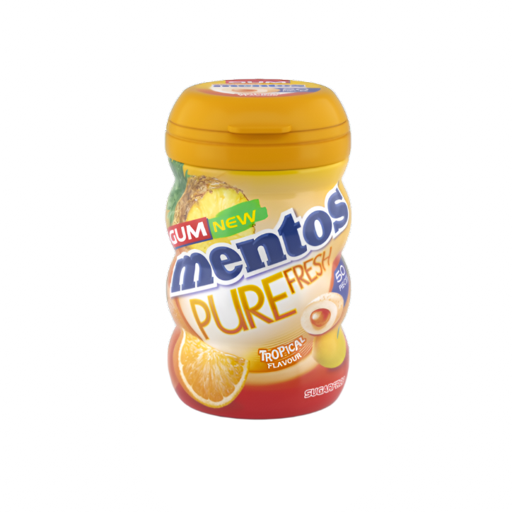 MENTOS GUM BOTTLE PURE FRESH TROPICAL 6PCS/60GR