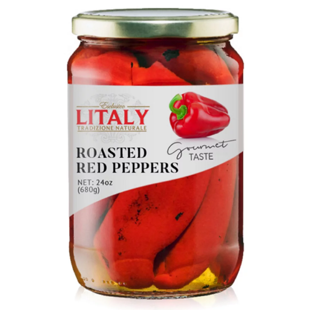 LITALY ROASTED RED PEPPERS 6PCS/ 24 OZ (680 GR)