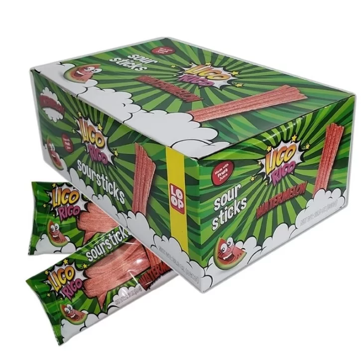 LICO RICO WATERMELON FLAVOR SOUR STICKS 12 PCS/2.82OZ(80GR)
