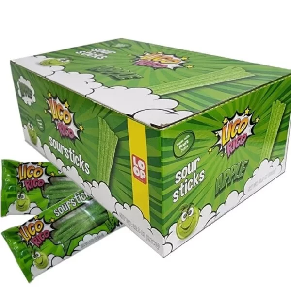 LICO RICO APPLE FLAVOR SOUR STICKS 12PCS/2.82OZ(80GR)