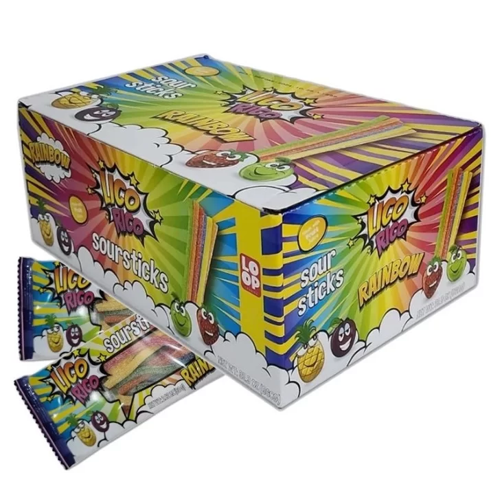 LICO RICO RAINBOW FLAVOR SOUR STICKS 12PCS/2.82OZ(80GR)