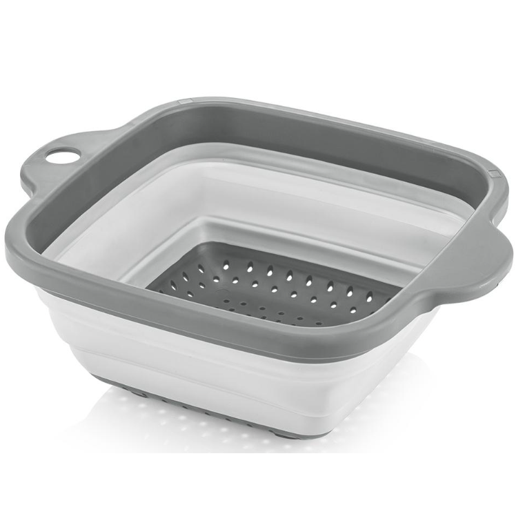 COLLAPSIBLE SQUARE STRAINER-GRAY 12PCS 250*210*30MM