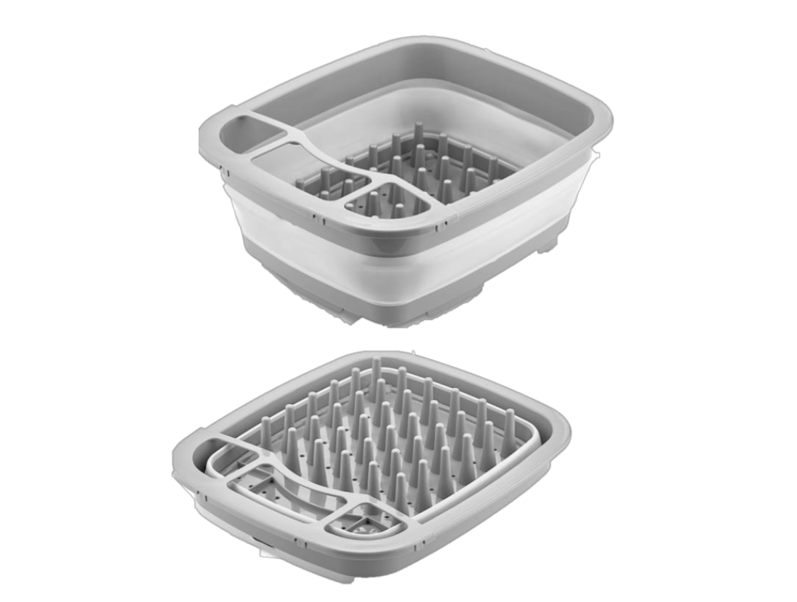 COLLAPSIBLE BASIN & DISH RACK-GRAY 6PCS 370*315*80MM