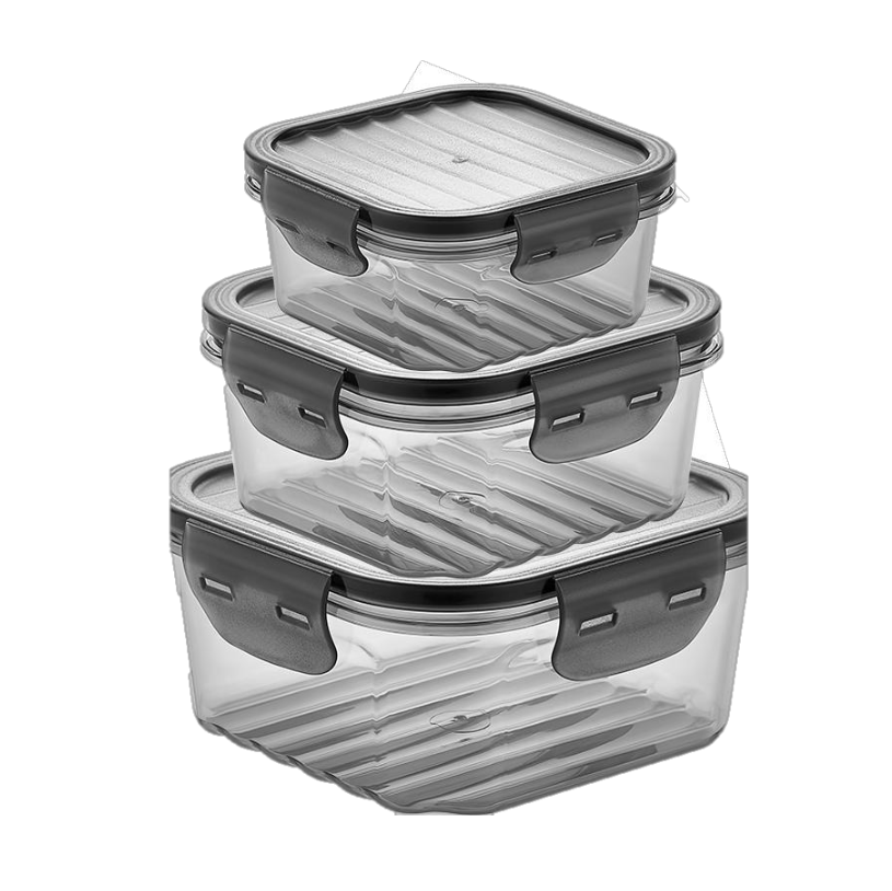 QUICK LEAKPROOF CONTAINER SET-BLACK 18PCS 170*170*80MM