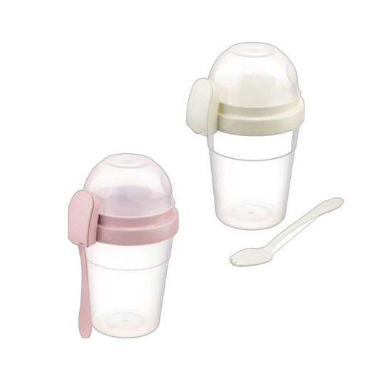 YOGURT/OAT CONTAINER W/SPOON & LID 24PCS 115*98*170MM