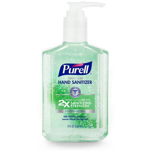 PURELL HAND SANITIZER PUMPS SOOTHING GEL 12PCS/8FL
