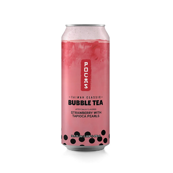 POCAS BUBBLE STRAWBERRY WITH TAPIOCA PEARLS 24 PCS /16.5 FL (490ML)