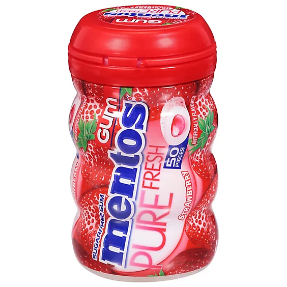 MENTOS GUM BOTTLE PURE FRESH STRAWBERRY 6PCS/60GR