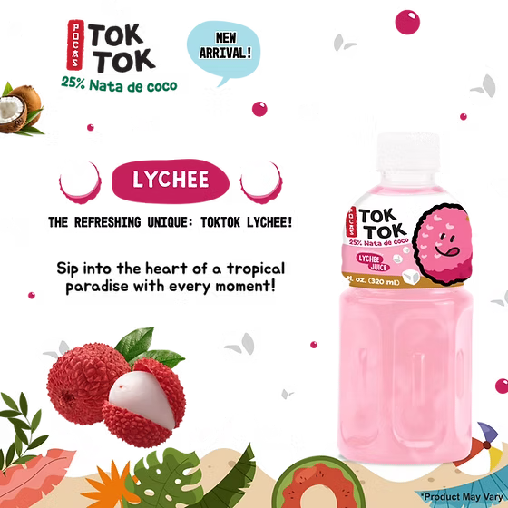 POCAS TOK TOK FRUIT JUICE WITH NATA DE COCO LYCHEE 12PCS/10.8OZ