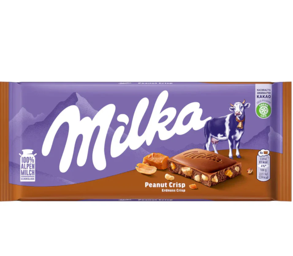 MILKA CARAMEL PEANUT CRIPSY 24 PCS/3.5 OZ(90 GR)