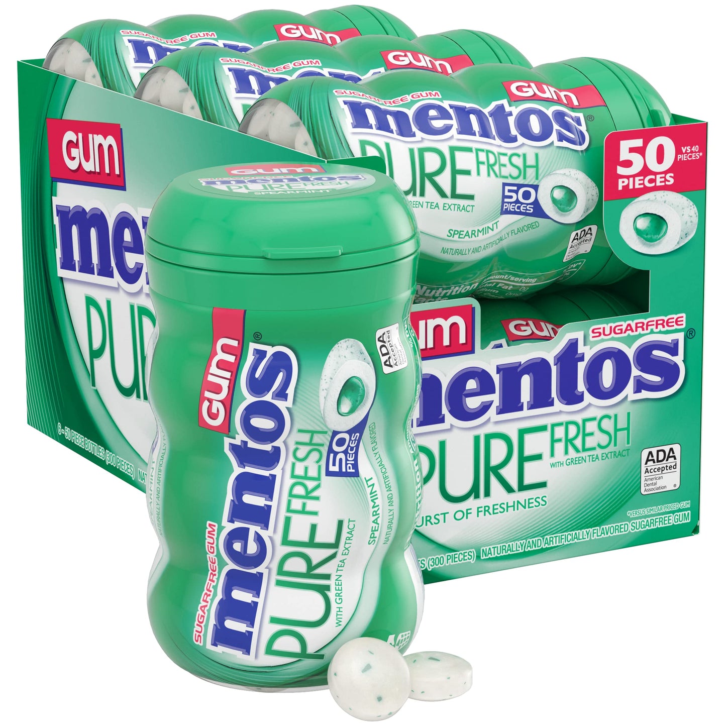 MENTOS GUM BOTTLE PURE FRESH SPEARMINT 6PCS/60GR